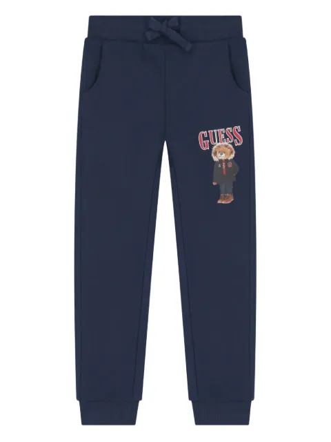 guess kids teddy-bear navy blue track pants