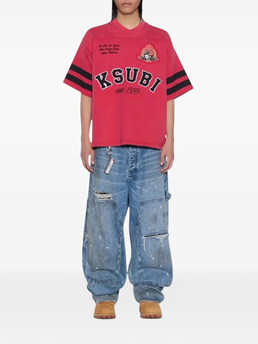 Ksubi Duke V-neck T-shirt - Rood