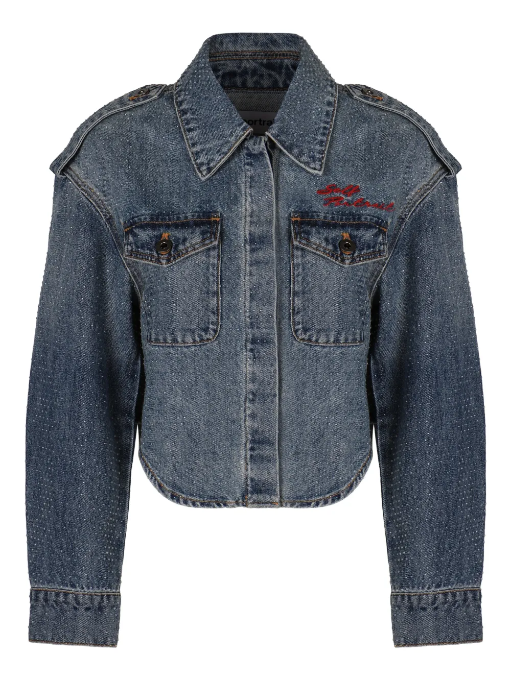 Self-Portrait studded cropped jacket | azul | Image 1