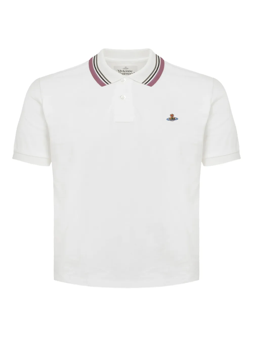 Vivienne Westwood striped-collar polo top - Bianco