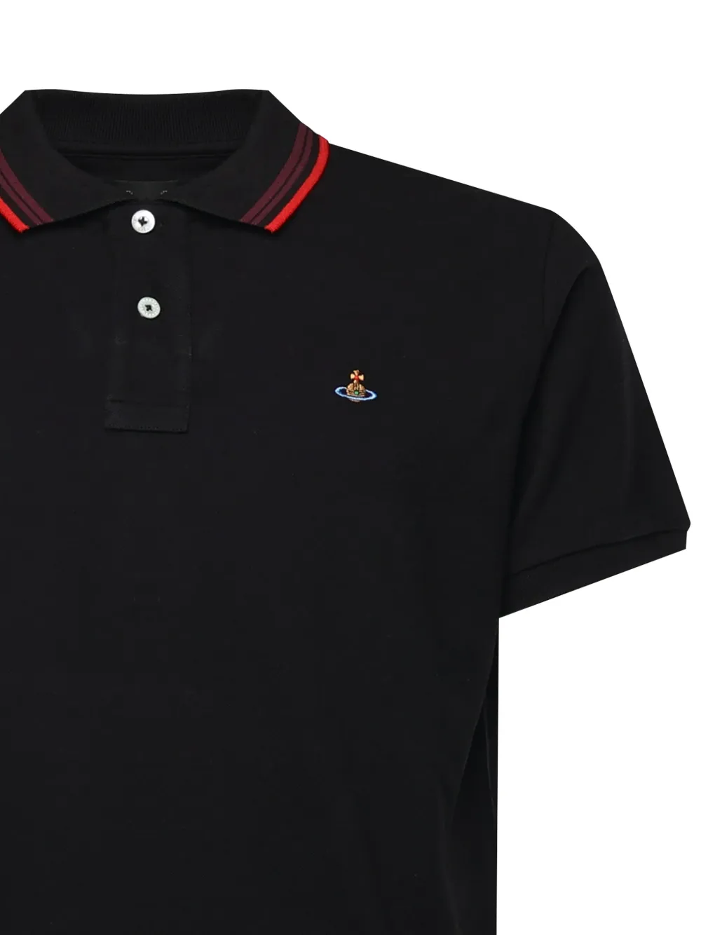 Striped-Collar Polo Shirt