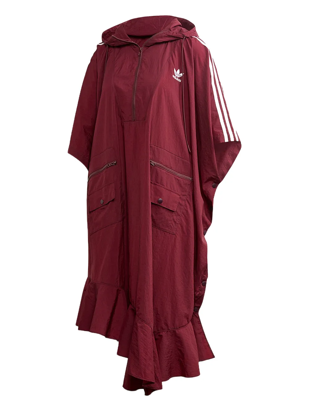 adidas Gerüschter Poncho mit Kapuze - Rot