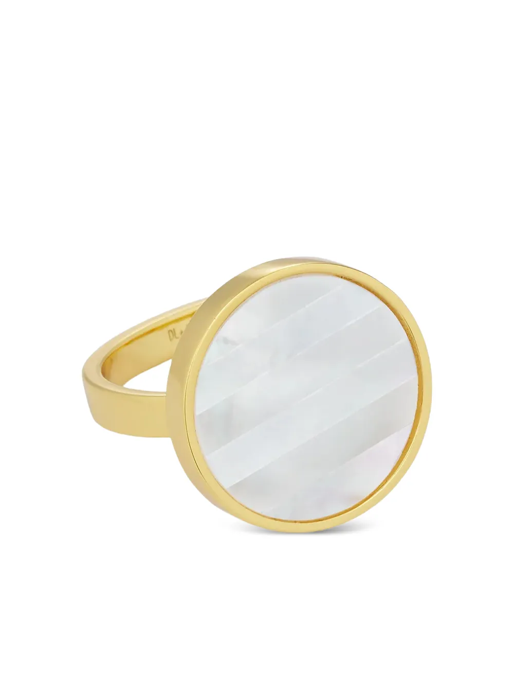 Design letters inlay-detail ring - Gold