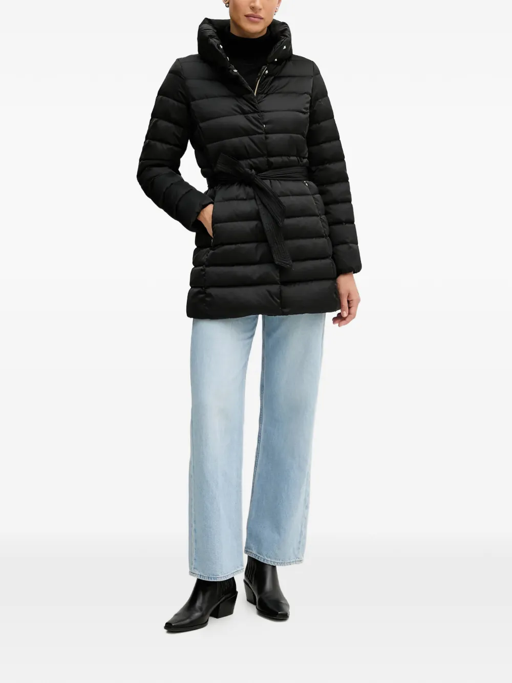  Geox Bettanie Belted Padded Coat - Black 