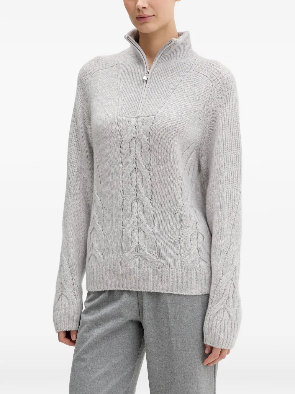 FROM FUTURE cable-knit zip-up sweater - Grigio
