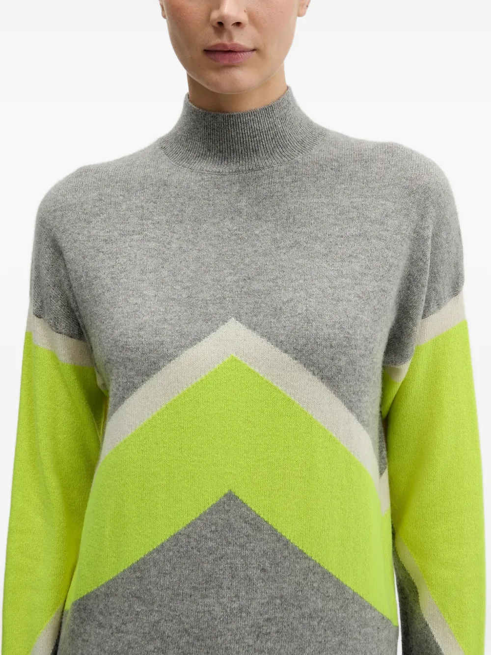 Chevron-Pattern Roll-Neck Sweater