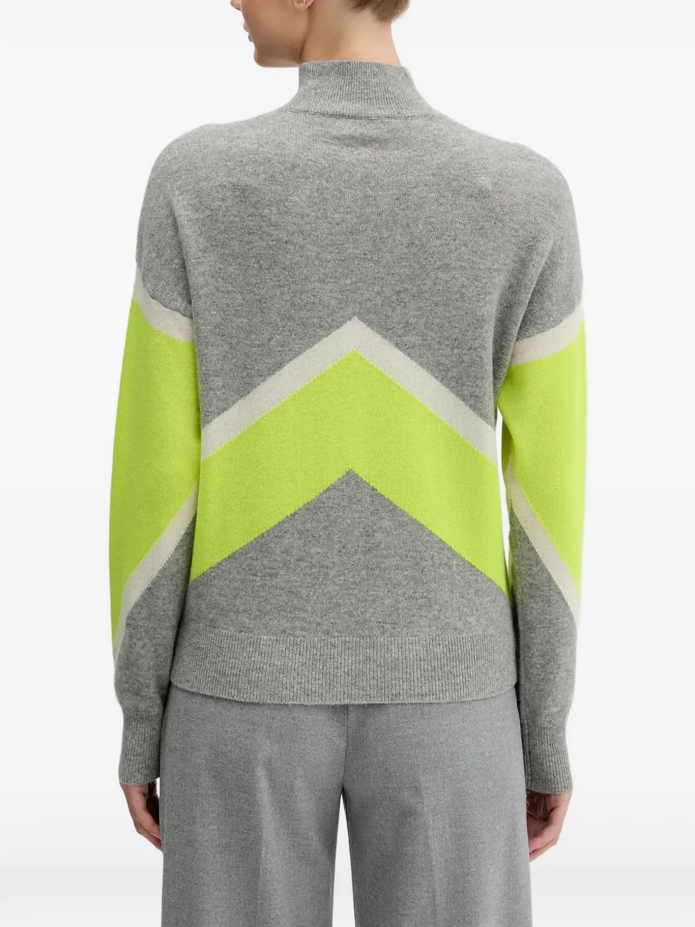 Chevron-Pattern Roll-Neck Sweater