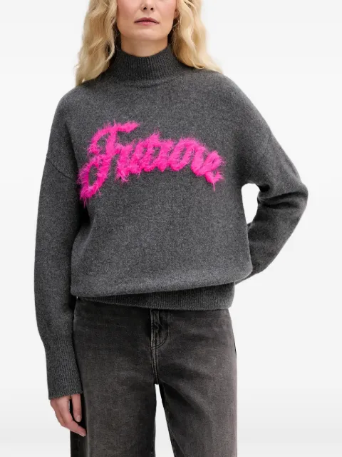 FROM FUTURE mock neck text sweater