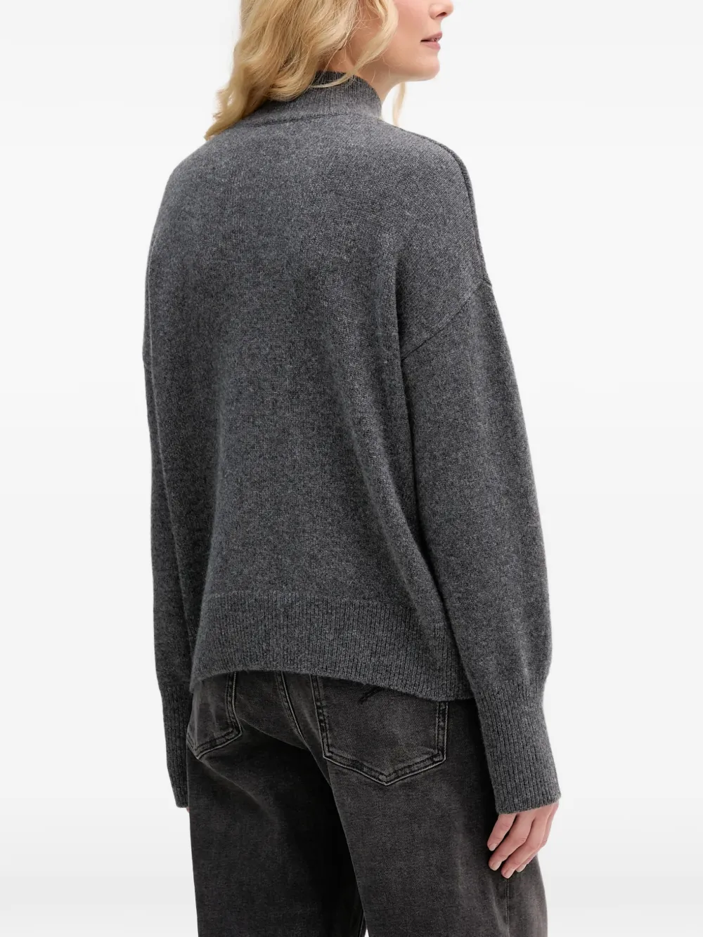  From Future Mock Neck Text Sweater - Grey 