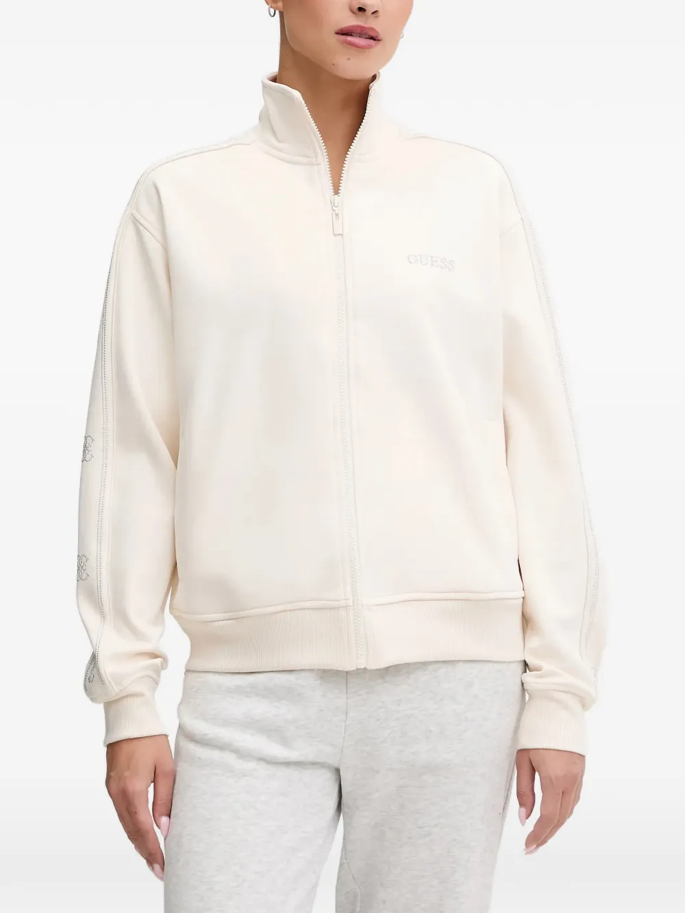 GUESS USA logo zip sweatshirt - Bianco