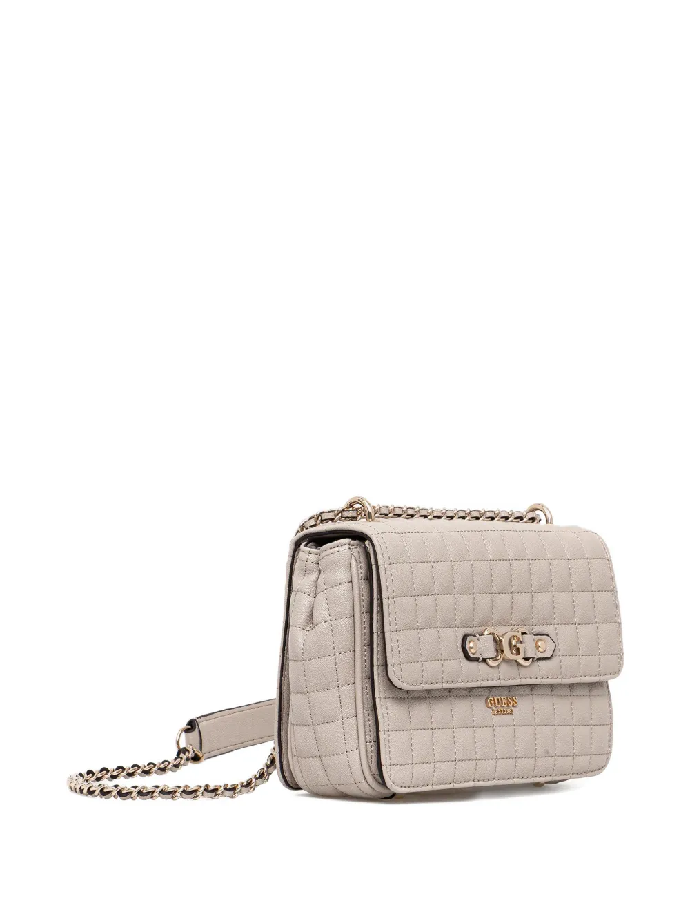 GUESS USA Kleine gewatteerde schoudertas met ketting Beige