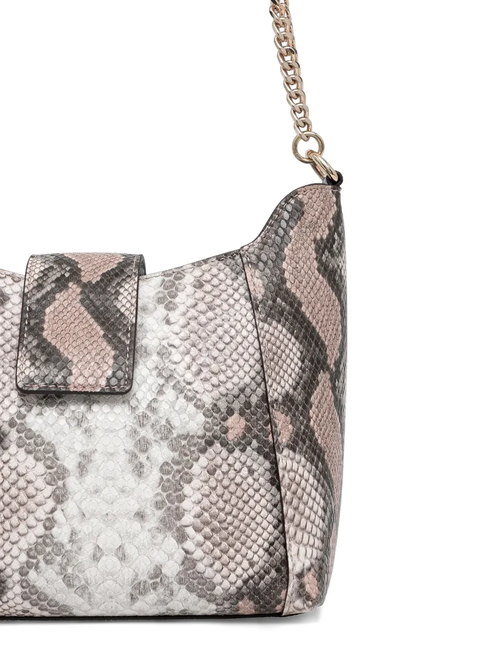 GUESS USA Shopper met slangen-effect en ketting Beige