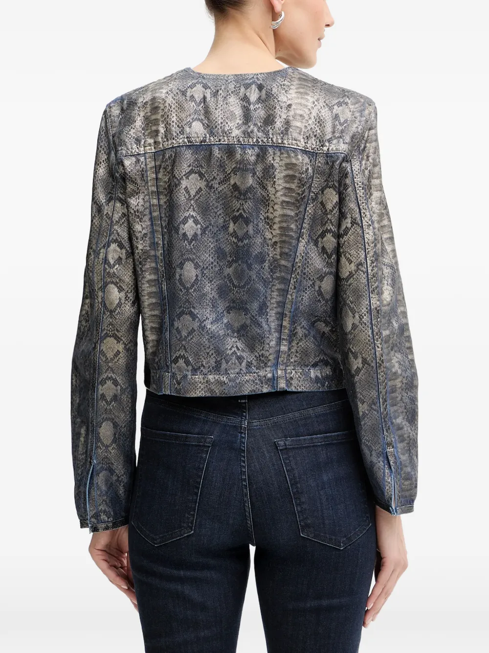  Guess Usa Snake-print Buttoned Jacket - Grey 
