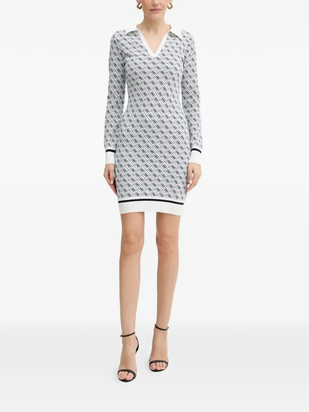 Guess Usa Monogram V-neck Mini Dress In Multi