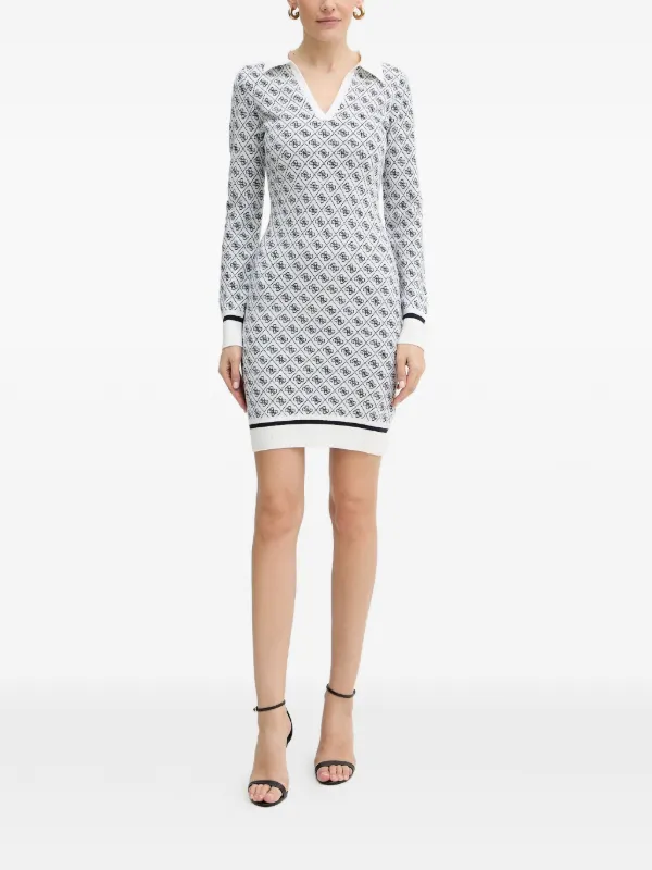 GUESS USA Monogram V-neck Mini Dress | White | FARFETCH KW