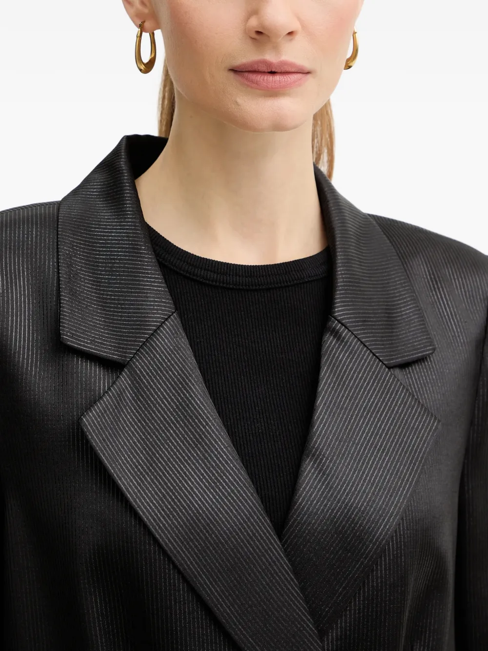 GUESS USA Top met dubbele rij knopen en krijtstreep Zwart