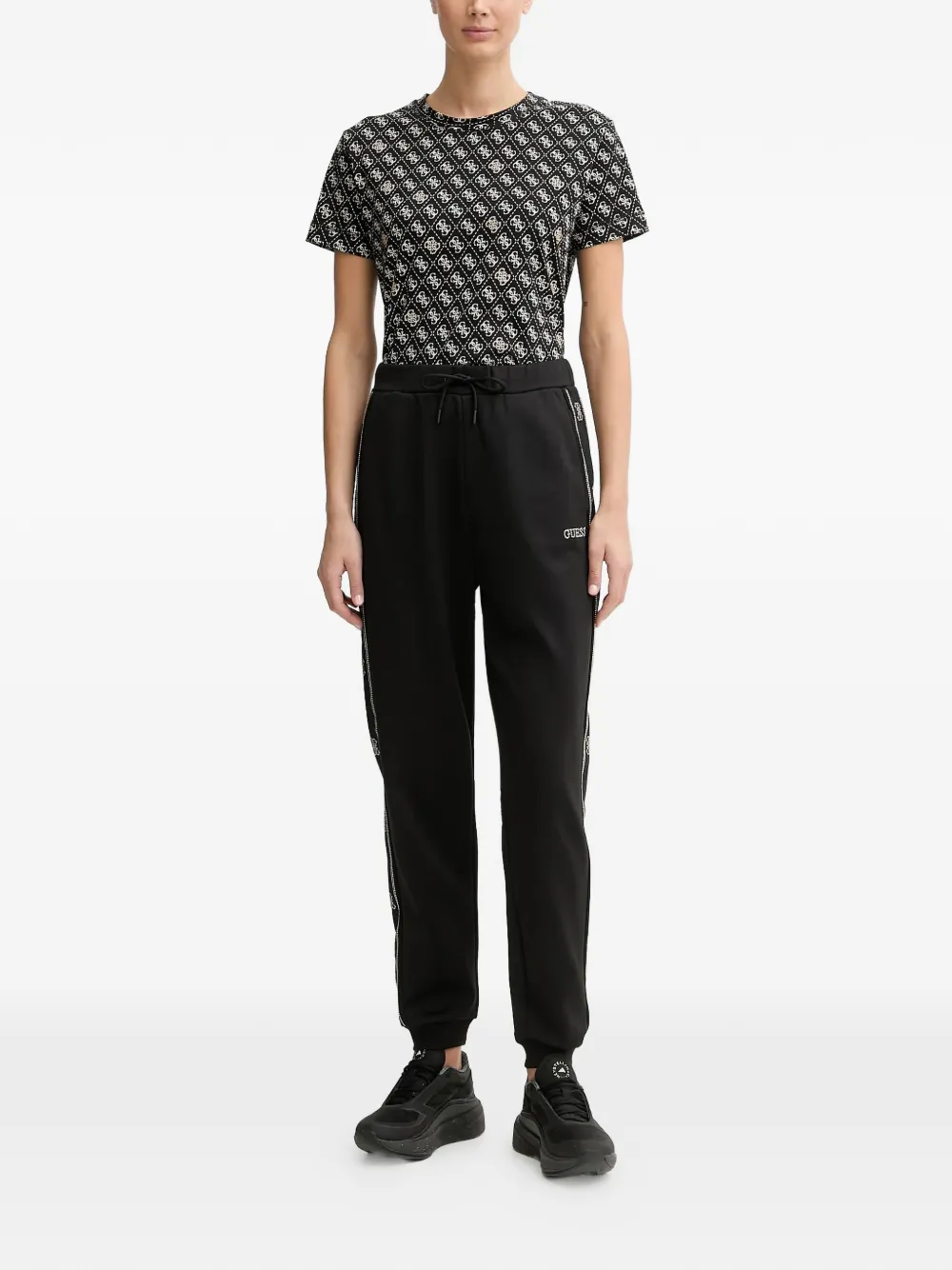 GUESS USA logo trim track pants - Zwart