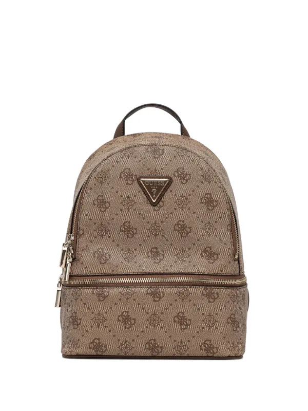 brown guess mini backpack GUESS USA Monogram Zip Backpack | Brown