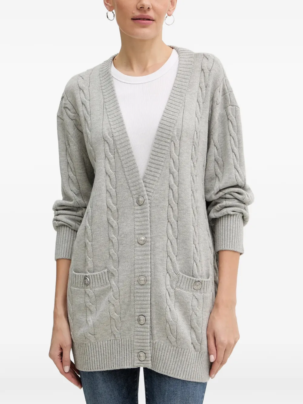 GUESS USA cable-knit button cardigan - Grigio