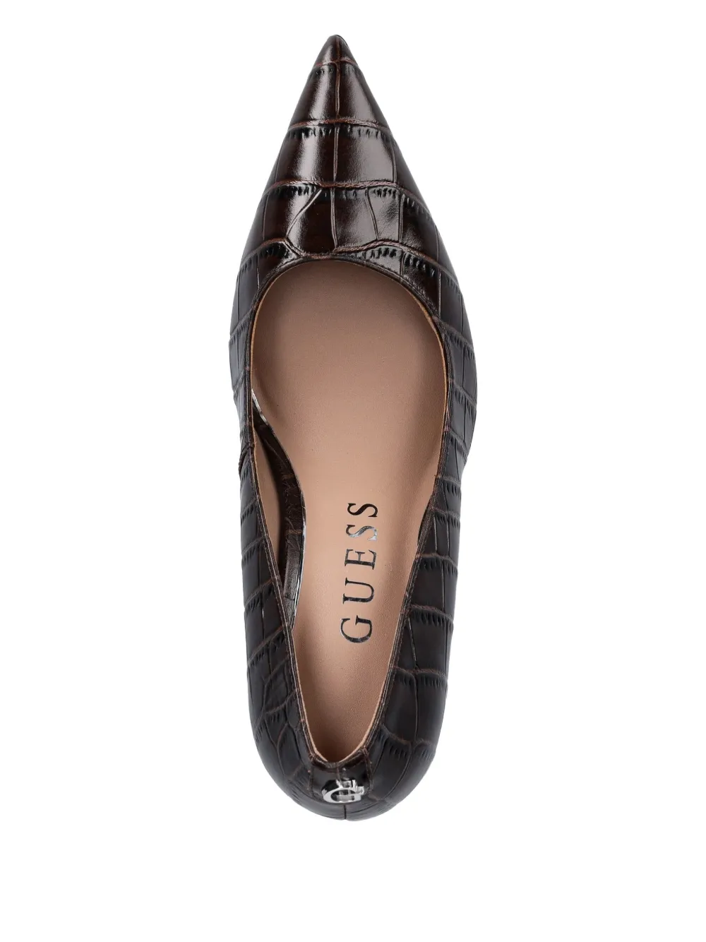GUESS USA pointy crocodile pumps Bruin