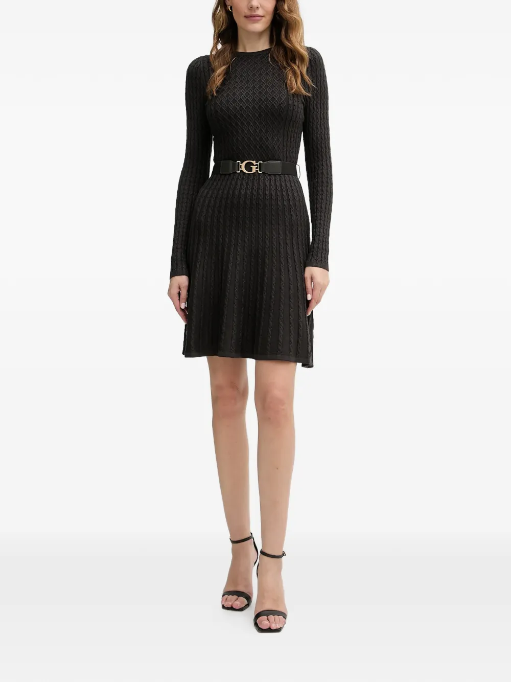 GUESS USA textured belted mini dress - Bruin