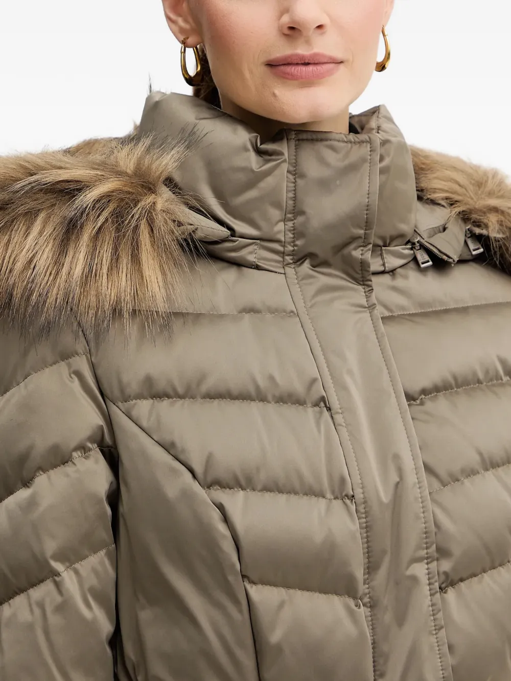 GUESS USA Gewatteerde jas met logogesp Beige