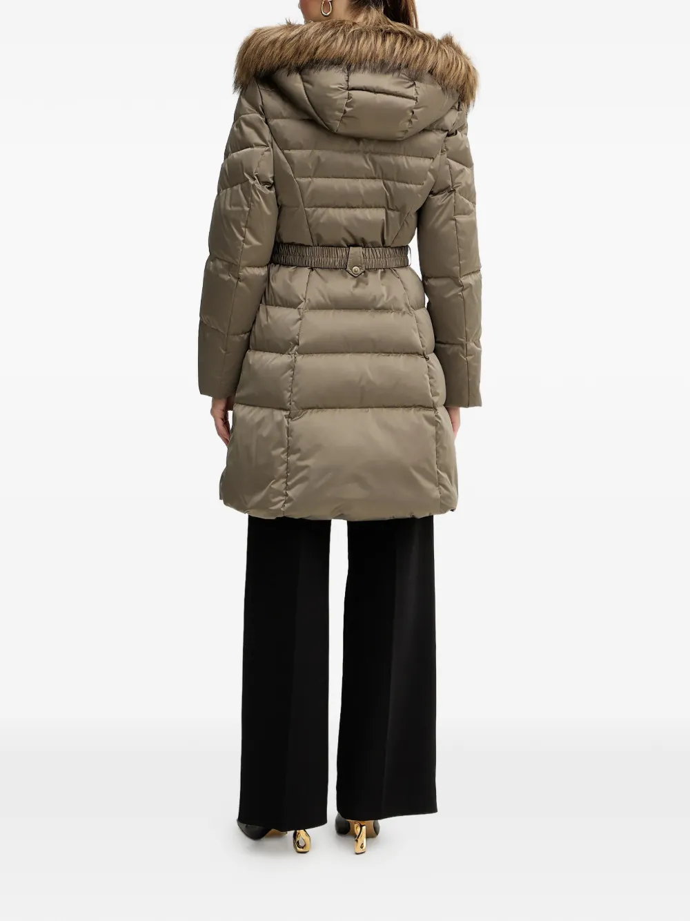  Guess Usa Logo-buckle Padded Coat - Neutrals 