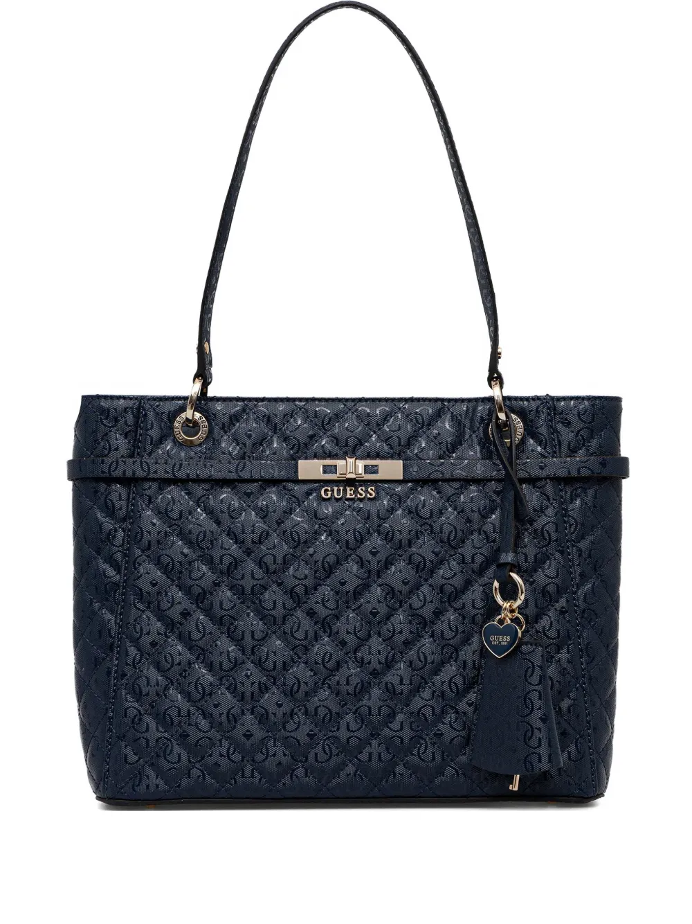 GUESS USA Idra quilted charm tote bag - Blu