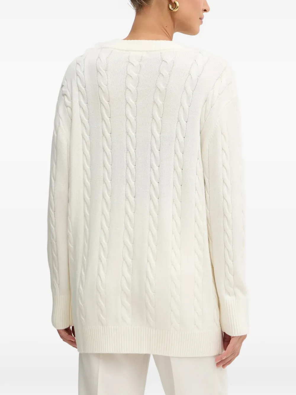  Guess Usa Cable-knit Button Cardigan - White 