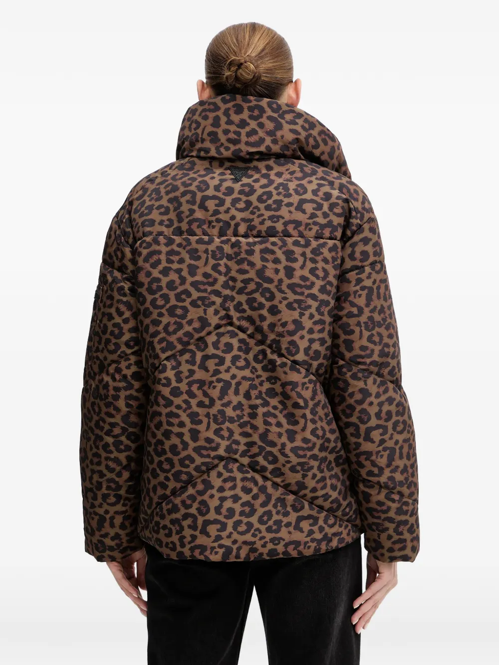  Guess Usa Animal-print Zip-up Jacket - Brown 