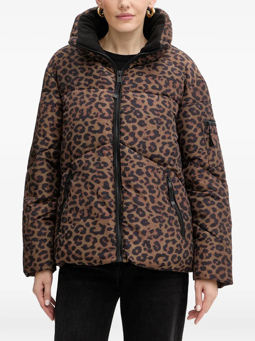 GUESS USA animal-print zip-up jacket - Marrone