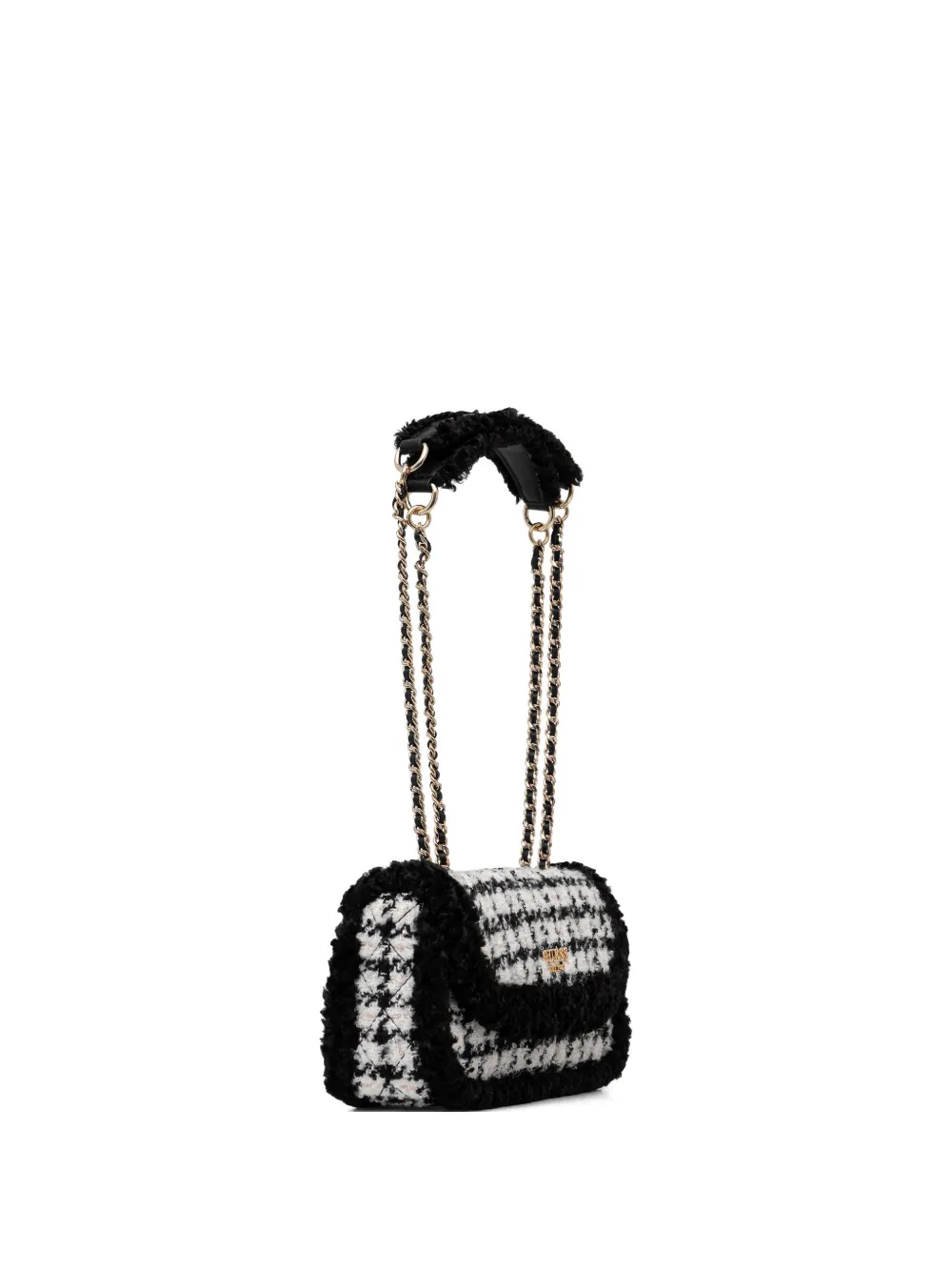 GUESS USA quilted houndstooth chain cross body bag - Bianco
