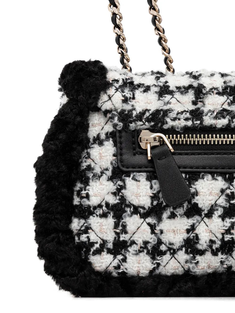Quilted Houndstooth Chain Cross Body Bag