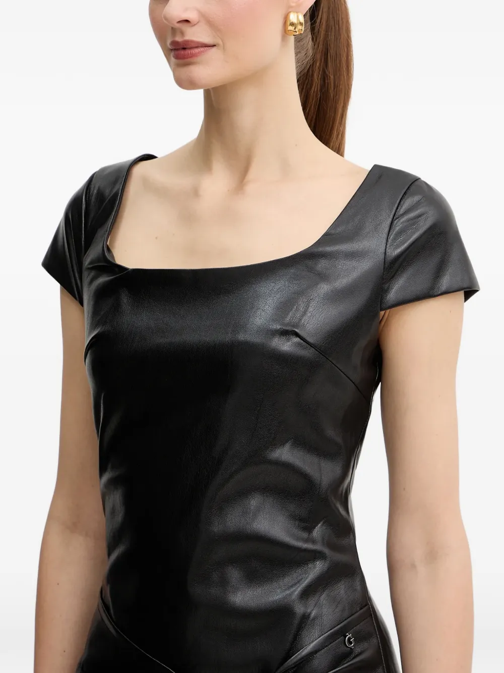 GUESS USA Mini-jurk met korte mouwen en geknoopt detail Zwart