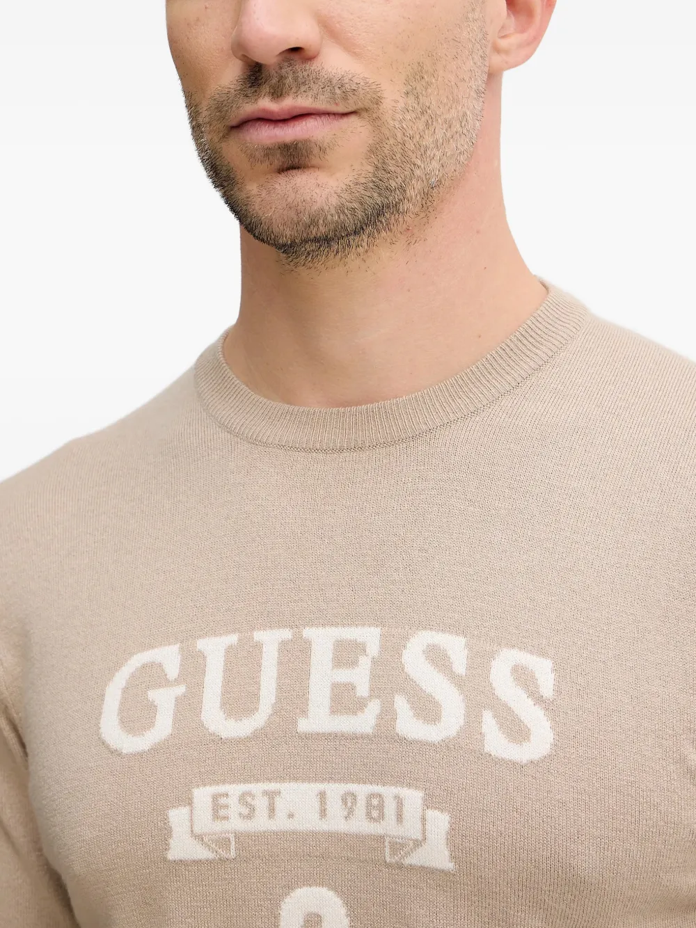GUESS USA Gebreide trui met logo Beige