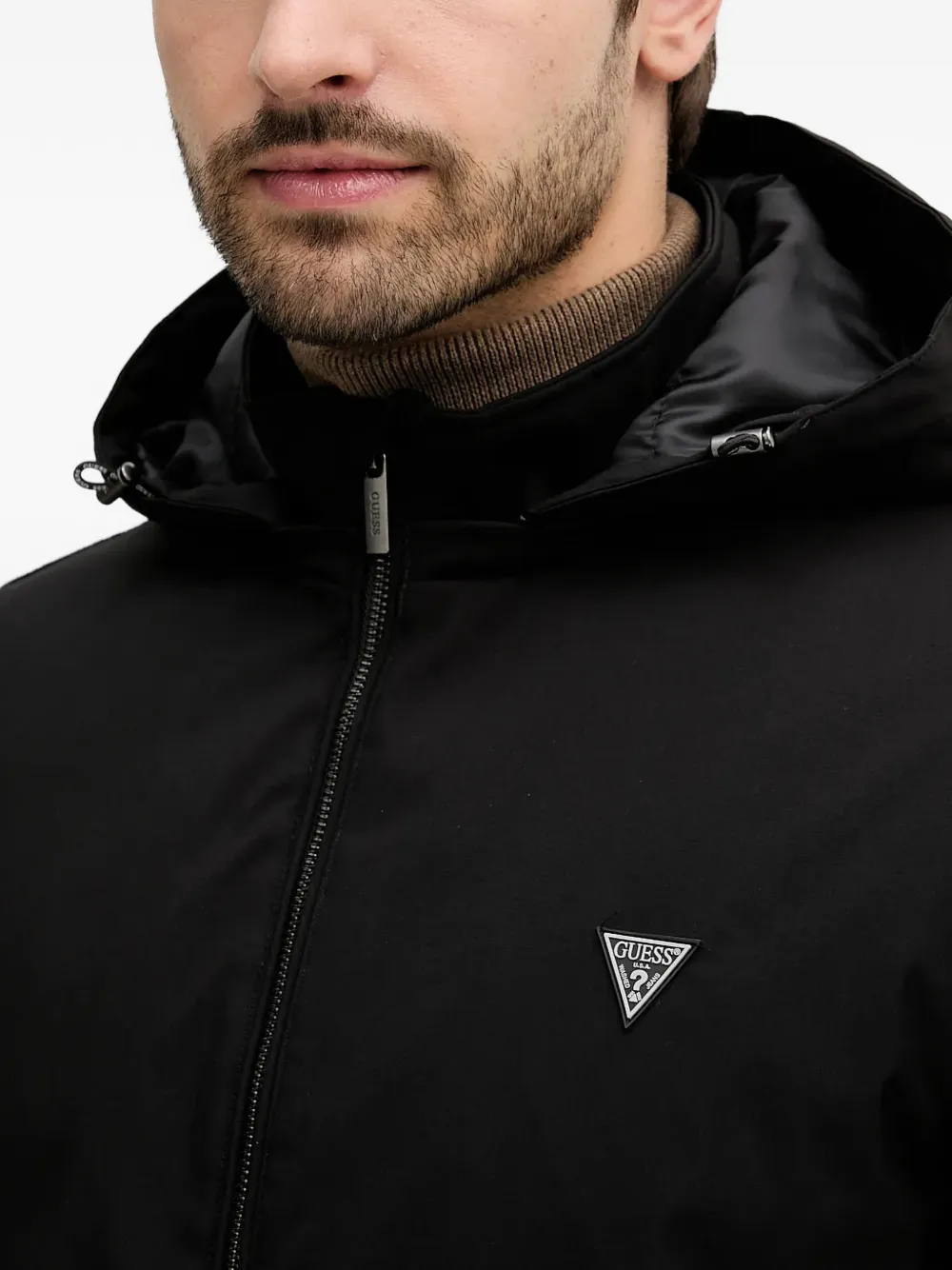 GUESS USA Jack met capuchon en rits Zwart