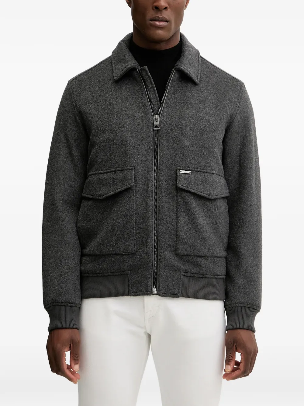 GUESS USA Melton zip-fastening shirt jacket - Grigio