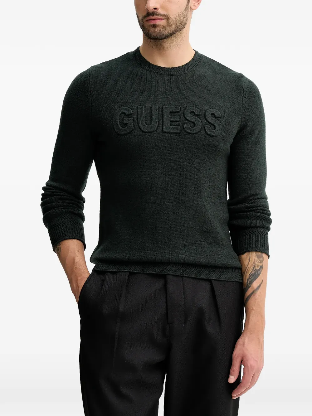 GUESS USA logo crew-neck sweater - Verde