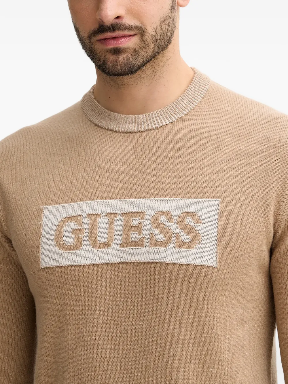 GUESS USA Trui met logodetail Beige