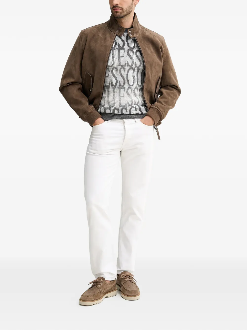 GUESS USA logo crew-neck sweater - Wit