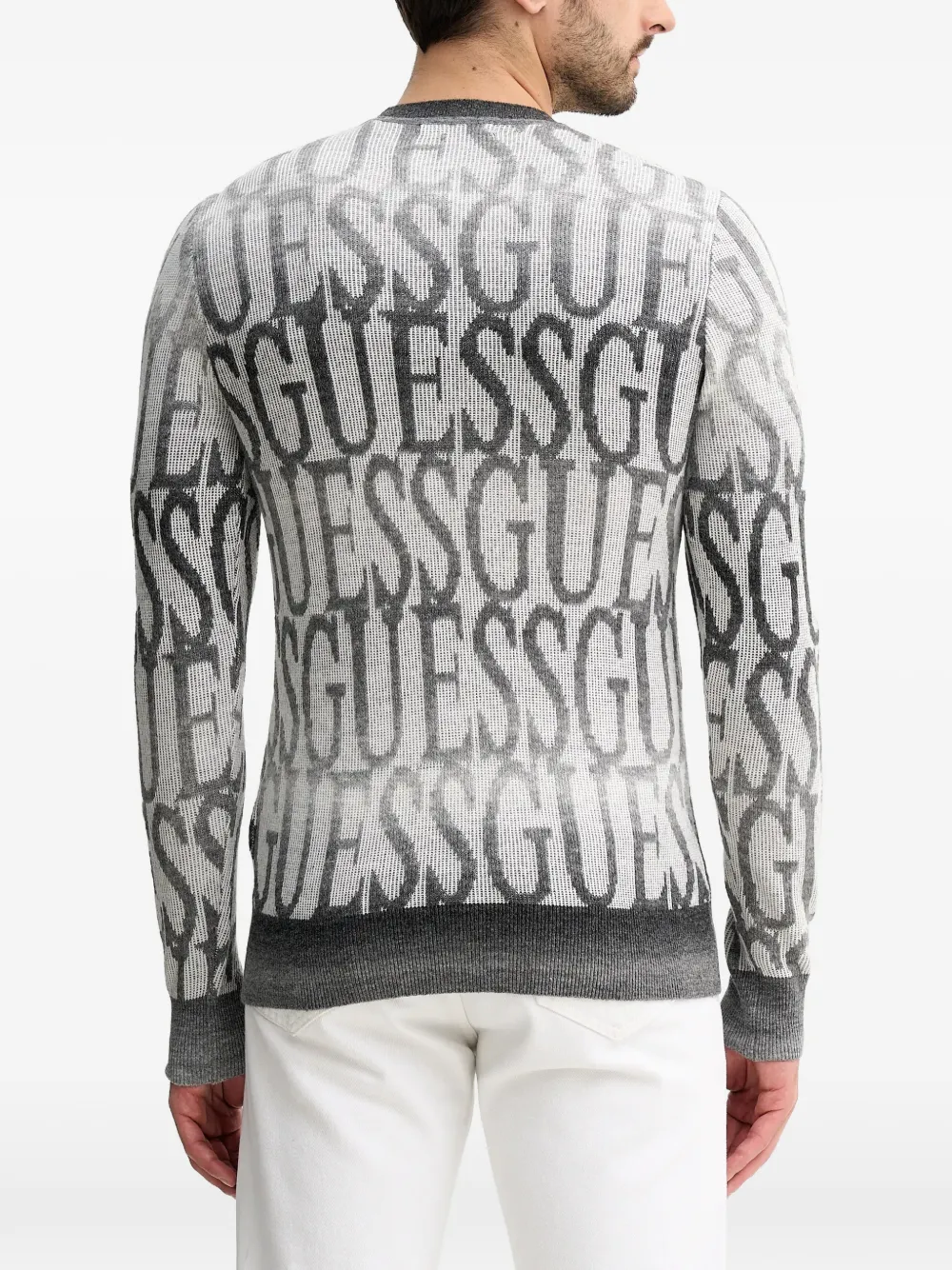 GUESS USA Trui met ronde hals en logo Wit