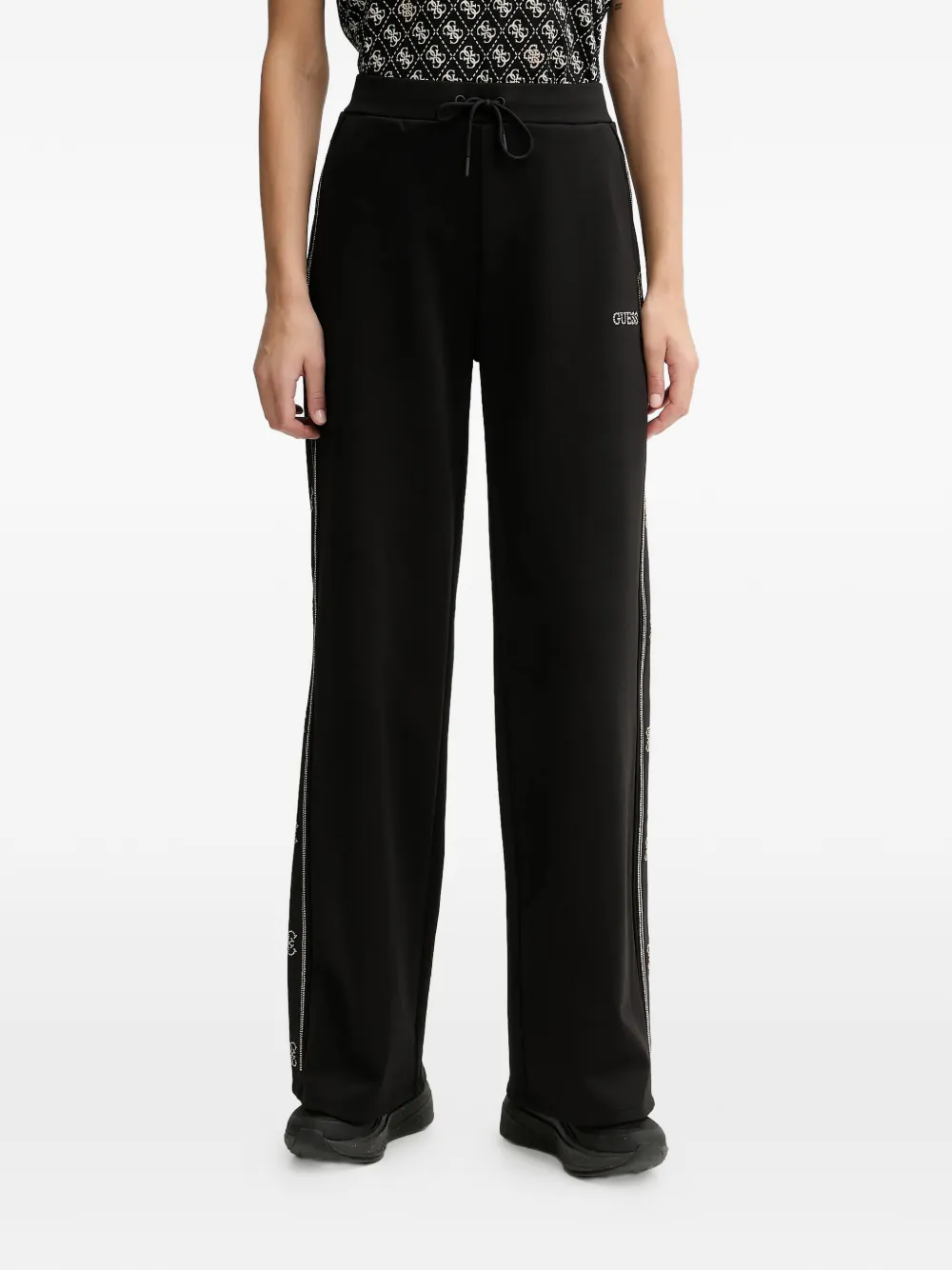 GUESS USA logo-detail embellished track pants - Nero