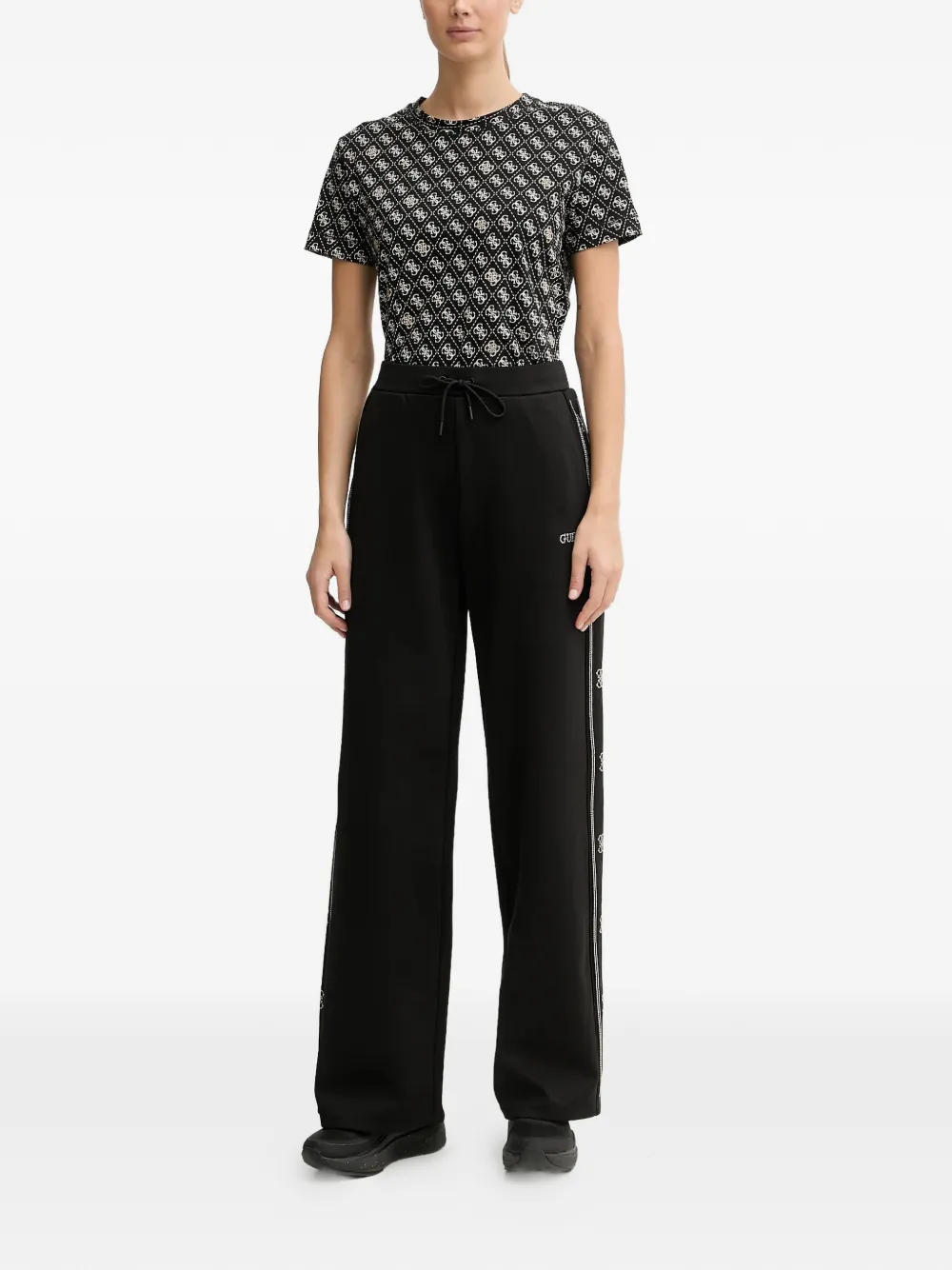 GUESS USA logo-detail embellished track pants - Zwart