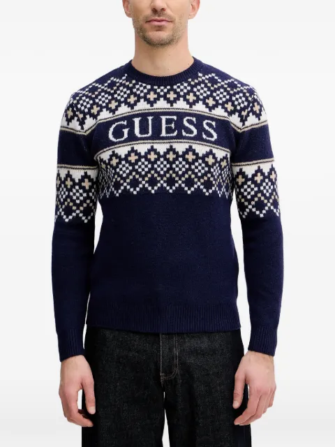 GUESS USA fair isle round neck sweater