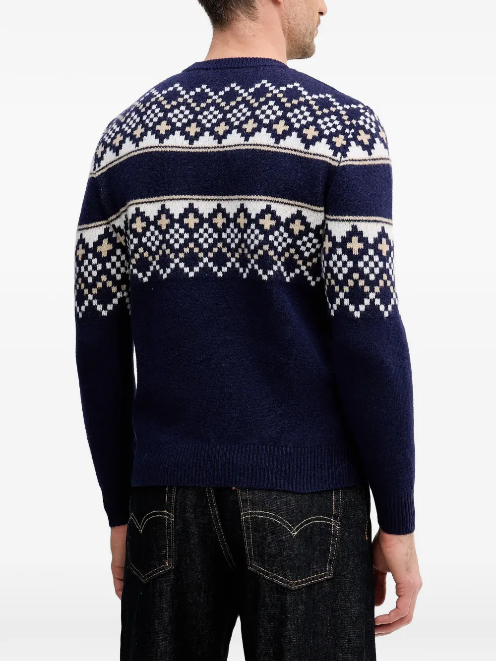 GUESS USA Fair Isle trui met ronde hals Blauw