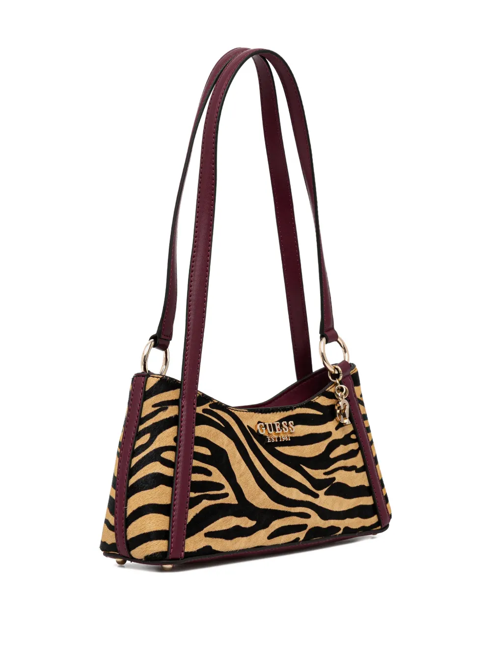 GUESS USA Domitilla zebra-print charm tote bag - Beige