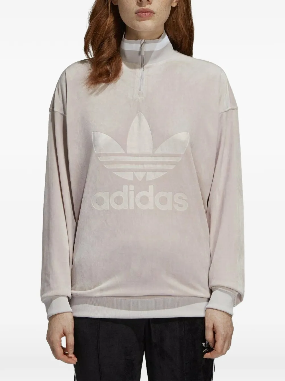 adidas Sweatshirt mit kurzem Reißverschluss - Nude