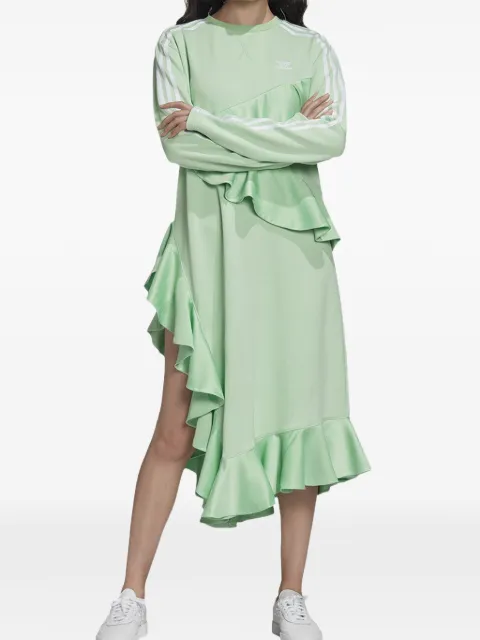 adidas ruffled long-sleeve asymmetric dress