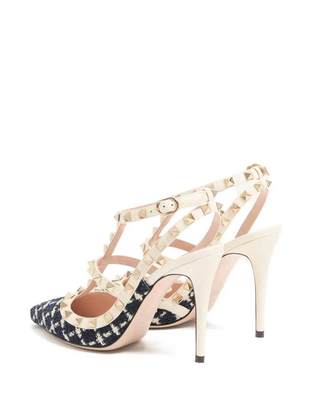 Valentino Garavani Rockstud geruite pumps Blauw