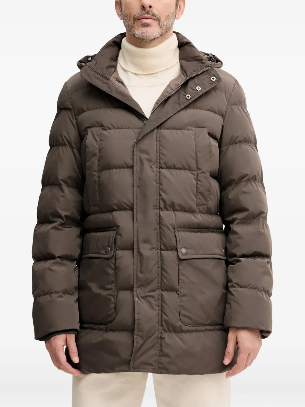 Geox hooded-neck padded jacket - Marrone